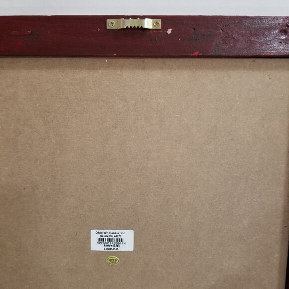 Rustic framed in dark red wood signed print of a snowman - Picture 5 of 8